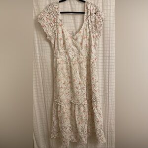 Loveshackfancy dress Women’s 20W White Floral Eyelet Maxi Cottagecore Feminine